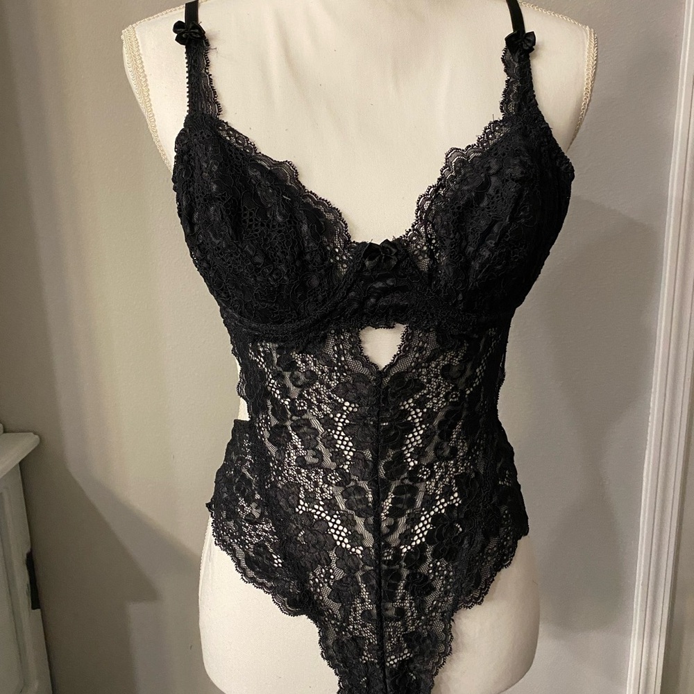 Victoria's Secret Black Lace Bodysuit
